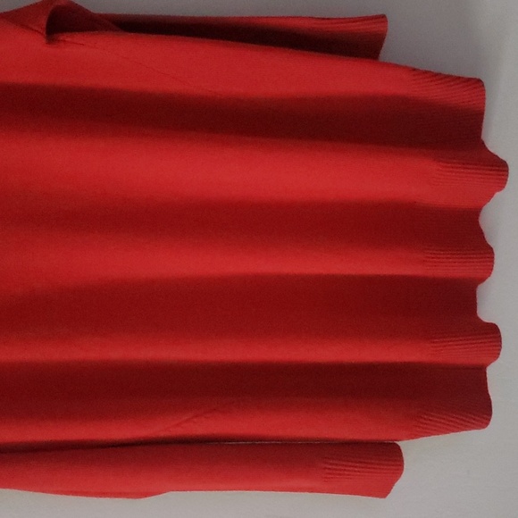 Eileen Fisher Mock Neck 100% Extra Fine Merino Wool Sweater Red Longer Oversized - Picture 13 of 16